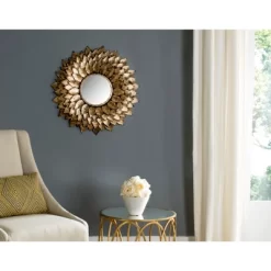 Sunburst Peacock Feather Decorative Wall Mirror Gold - Safavieh