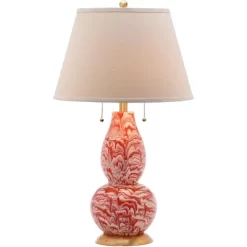 Color Swirls Glass Table Lamp (Set Of 2) - Orange/White - Safavieh