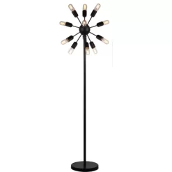 67.5" Urban 12 Light Retro Floor Lamp (Includes Light Bulb) Black - Safavieh