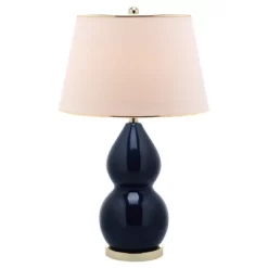 26.5" Jill Double- Gourd Ceramic Lamp Navy (Includes CFL Light Bulb) - Safavieh