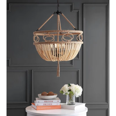 Whitley Pendant Brown Wooden Finish/Dark Gray - Safavieh - Image 3