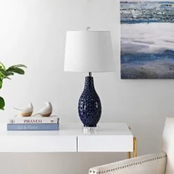 Harlem Ceramic Table Lamp - Navy - Safavieh