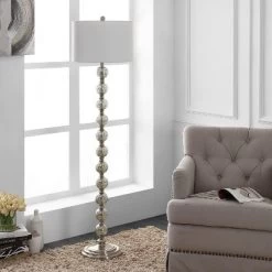 Cace Floor Lamp - Nickel/Ivory - Safavieh