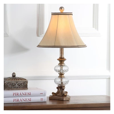 (Set Of 2) 22.5" Scarlett Glass Globe Table Lamp Antique Gold/Clear (Includes CFL Light Bulb) - Safavieh - Image 2