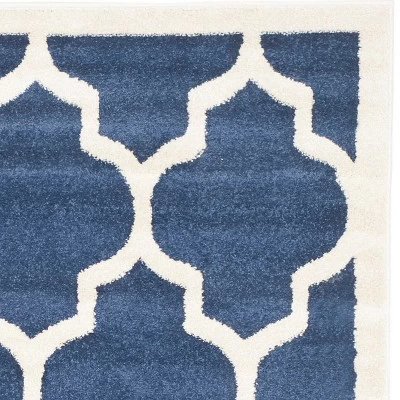 5'X8' Rectangle Outdoor Patio Rug Navy/Beige - Safavieh - Image 3