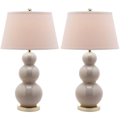 Set Of 2 Pamela Triple Gourd Lamp (Includes LED Light Bulb) Light Gray - Safavieh - Image 2