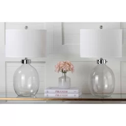 Set Of 2 Neville Glass Table Lamp (Includes LED Light Bulb) Clear - Safavieh