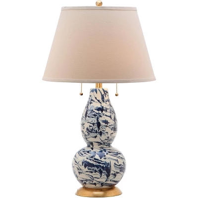 Set Of 2 Color Swirls Glass Table Lamps (Includes LED Light Bulb) Navy/White - Safavieh - Image 2
