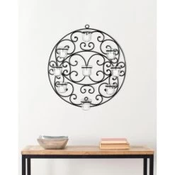 Circular Scroll Tea Light Wall Décor - Black - Safavieh