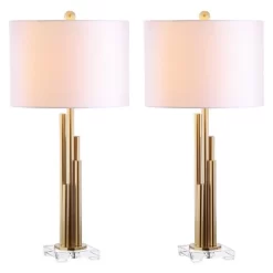 (Set Of 2) 32" Hopper Table Lamp Brass Gold (Includes LED Light Bulb) - Safavieh