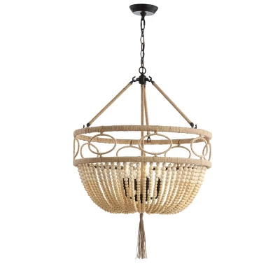 Whitley Pendant Brown Wooden Finish/Dark Gray - Safavieh - Image 2