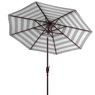 10.8' X 10.8' Round Iris Fashion Line Umbrella Gray/White - Safavieh - Image 2
