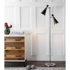 61.5" Efisio Floor Lamp Chrome (Includes LED Light Bulb) - Safavieh